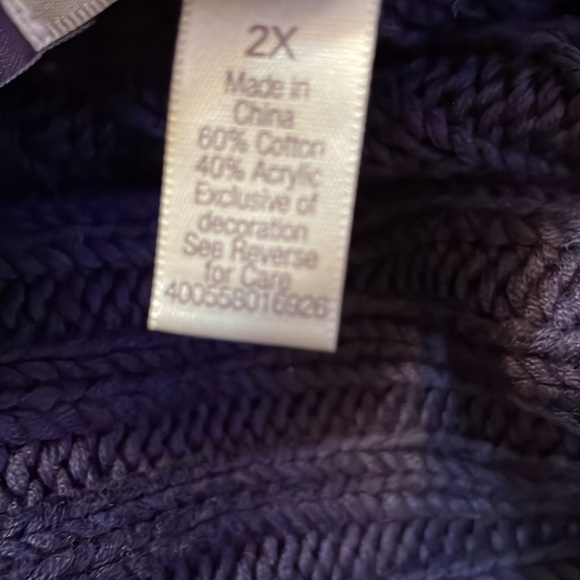 Jennifer Lopez Navy Sleeveless Knit Sweater/ Side Tie Feature & Gold Hardware 2X - Picture 9 of 9